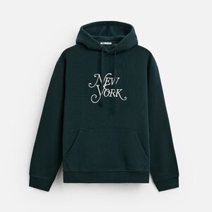Zara Dark Green Hoodie with New York Print